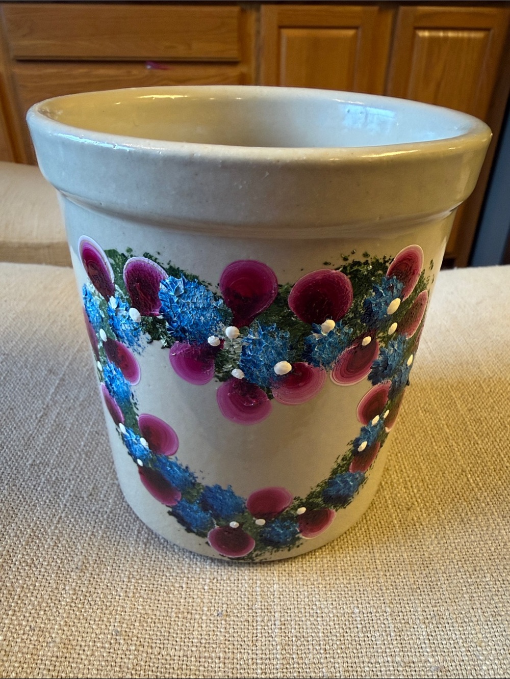 Ceramic Roseville Pottery RRP Co USA Cream with Blue and Pink Floral Motif